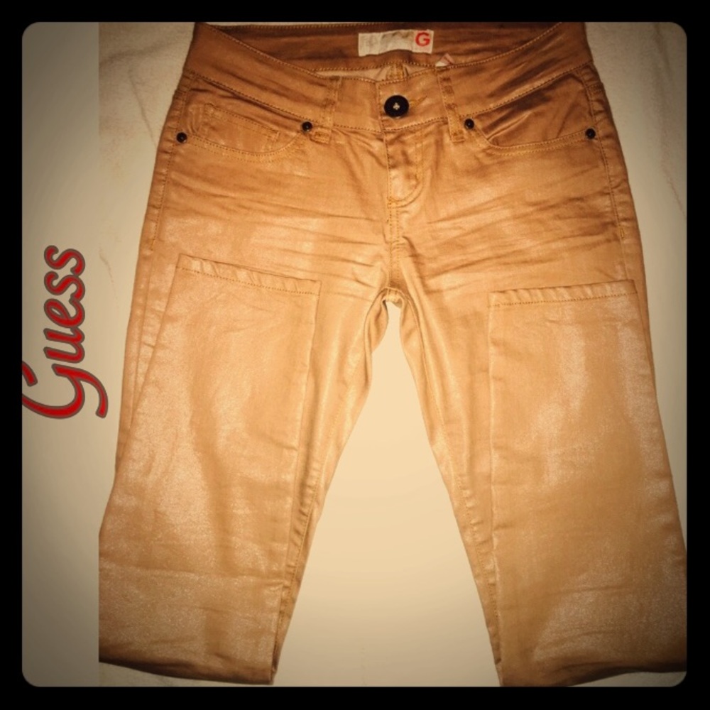 💋1 HR SALE💋 G By Guess Khaki /Gold Coated Jeans